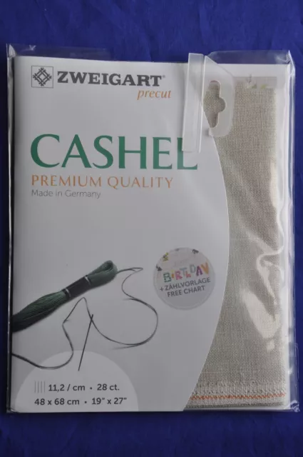 28 ct Evenweave 3281/52 Flax Zweigart Cashel Pure Linen 48 x 68cm