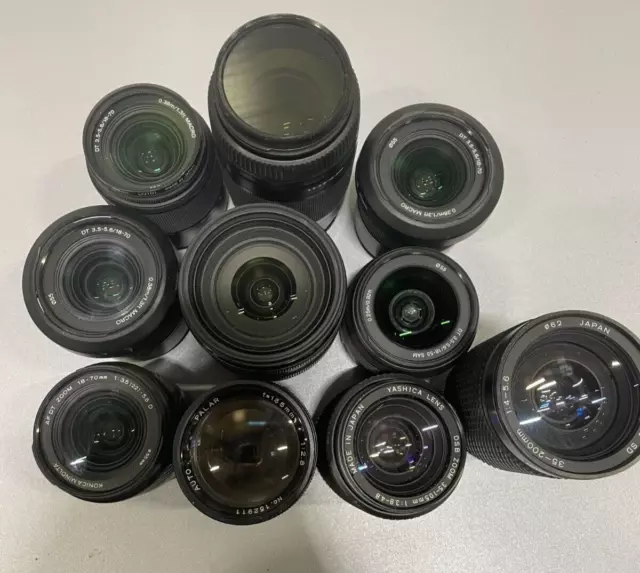 Lot of 10 Zoom Lens Various Models 18-55mm/ 75-300mm/ 18-70mm/ 16-50mm For Parts