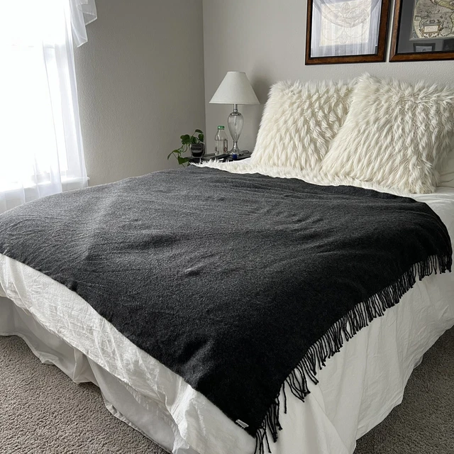 Envoltura de manta de alpaca Nobilis 100 % bebé 52 x 73,5 borla gris carbón oscuro