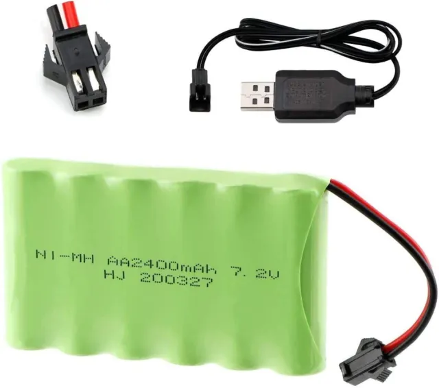 1 pièce 7.2V 2400mAh Ni-MH AA batterie prise SM-2P 2Pin câble de chargeur USB