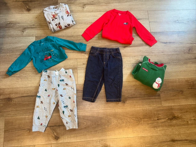 Toddler Baby Boy Size 18 Months Lot Of Winter Clothing Christmas Carters Pajamas
