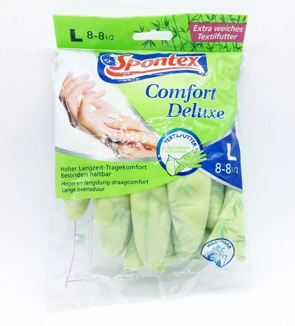 SPONTEX COMFORT DELUXE Handschuhe, Gre L 8-8.5, 1 Paar Gummihandschuhe  EUR 2,90 - PicClick DE