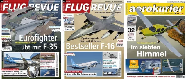 3 x Flug Revue + AERO Kurier - Ausgaben März 2024 - Neupreis je 7,50€