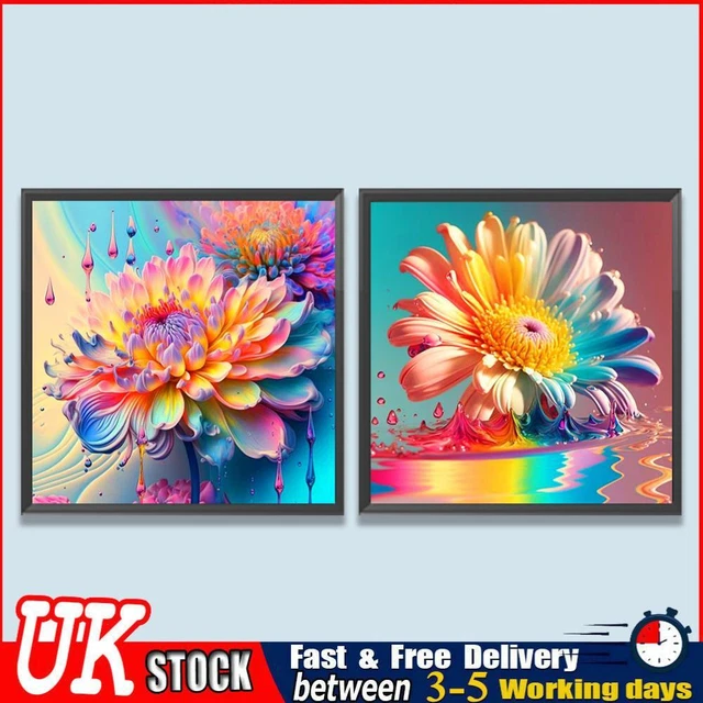 UK 5D DIY Full Round Drill Diamond Painting Flower Kit Home Decoration Art Craft