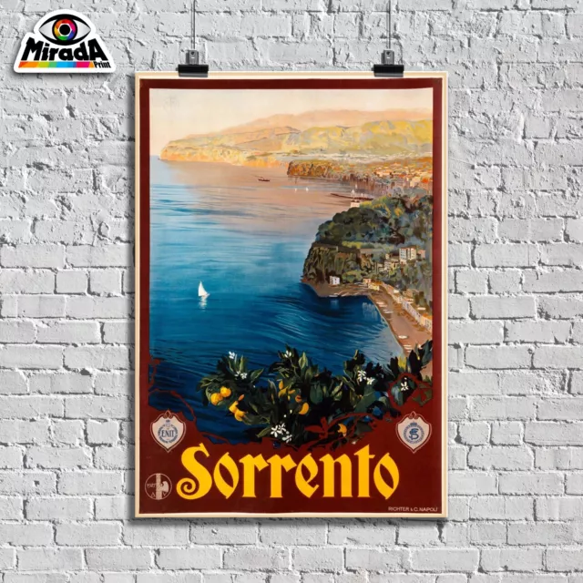 Cartel Vintage Sorrento Napoli Ciudad Costa de Sorrento Mar Verano Quality