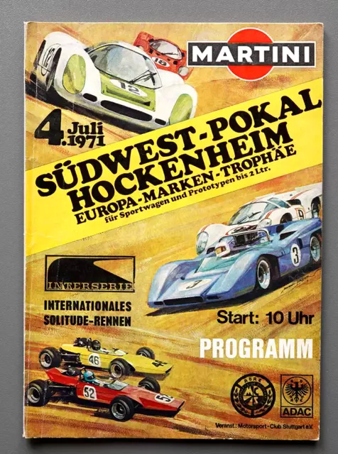 Rennprogramm zum Südwest Pokal Hockenheim 1971