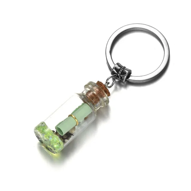 Drifting Bottle Charm Keychain - Drift Glass Message Bottle Key Ring