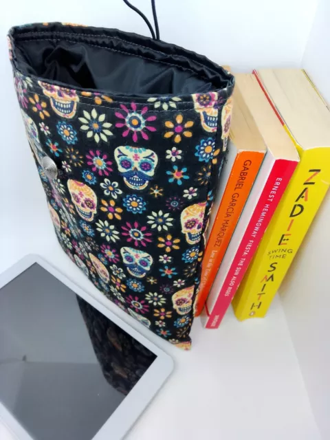 Secret Santa £10 Handmade book sleeve kindle iPad pouch skull design choice Xmas