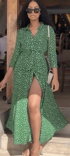 ZARA SIZE S Small polka Green Spot Marilyn Midi Maxi Shirt Tunic Dress  Summer 31.89 - PicClick UK