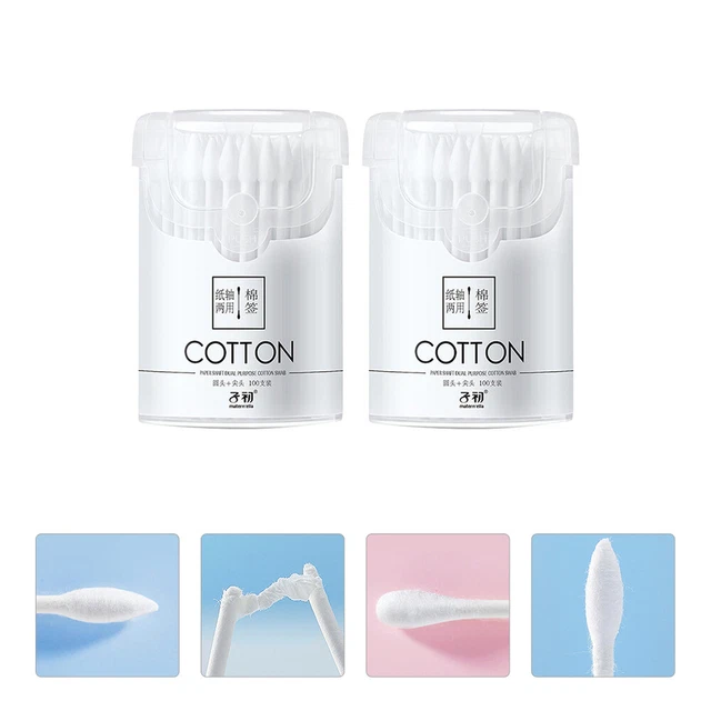 2 cajas hisopo de algodón 7,7X0,5 cm algodón absorbente natural para niños