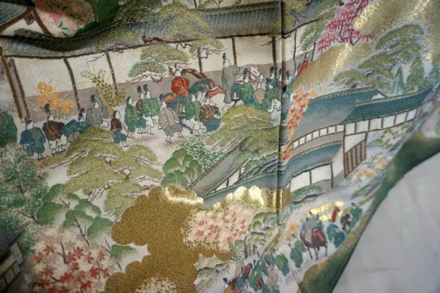 Japanese kimono  "TOMESODE", a Crest,All embroidery, Heian nobility ,L5' 6".3476 2