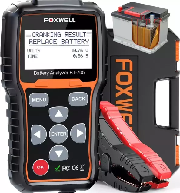 Foxwell BT705 Auto 12V & 24V Truck Car Battery Load Tester & Charging System