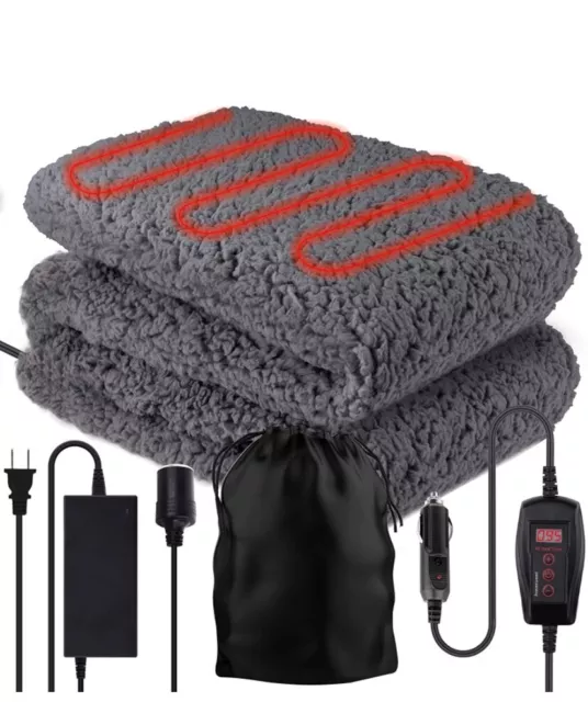 FACTORY SEALED Zone Tech Sherpa Fleece Travel Blanket, 59” x 43”, Heated