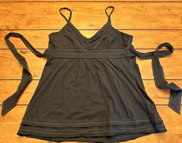 Vintage Y2K Mossimo Babydoll V-neck cami Tank Top Black Jrs XL