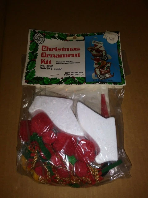 Vintage Beaded Ornament Kit From Holiday " Santa's Sled"