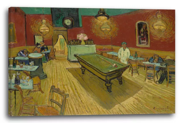 Lein-Wand-Bild Kunstdruck: Vincent Van Gogh - Das Nachtcafé in Arles (1888)