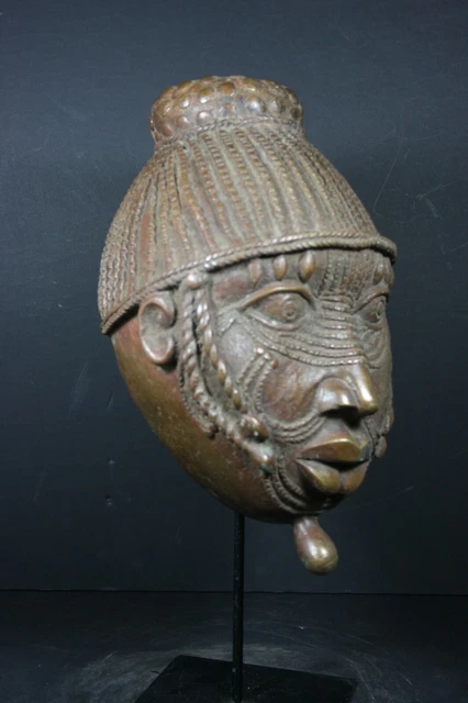 African Benin Bronze OBA King Mask - Benin, Nigeria TRIBAL ART CRAFTS PRIMITIF