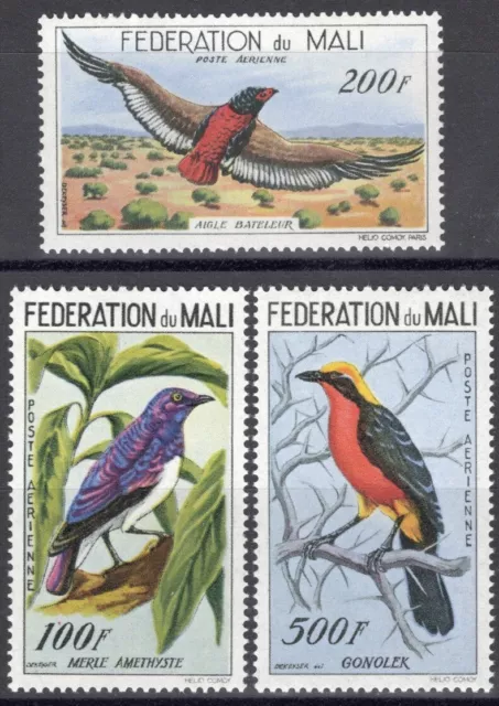 MALI Sc #C2-4 MNH 1960 Birds FAUNA STARLING EAGLE SHRIKE