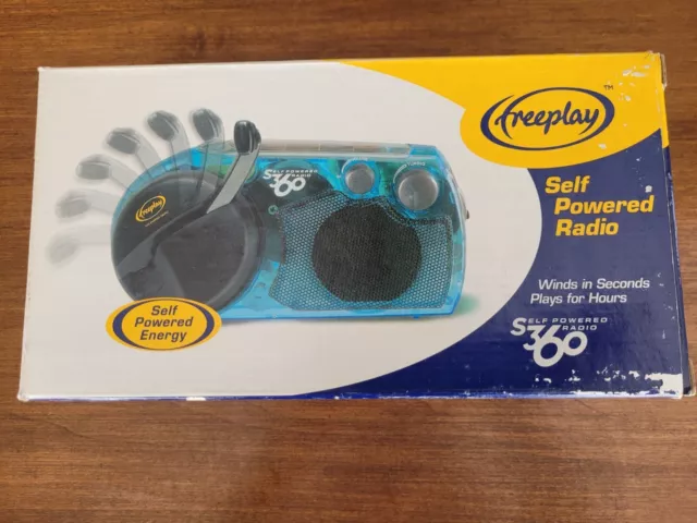 FREEPLAY Self Powered Solar AM/FM Emergency Radio works Crank Clear Blue/Green