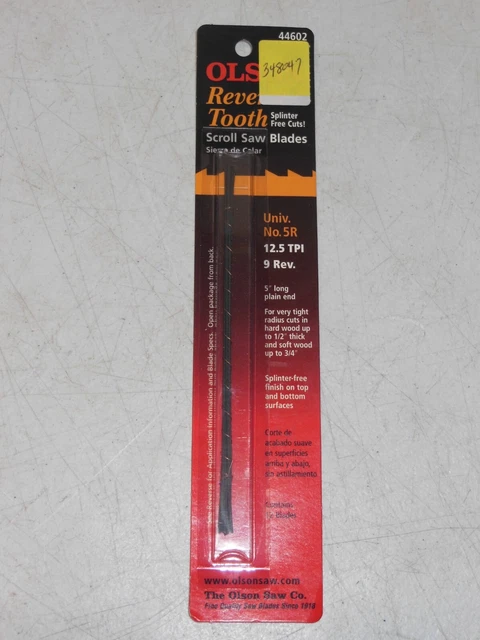 Olson 44602 5" Carbon Steel Reverse Tooth Scroll Saw Blade 12.5 TPI 12 pk