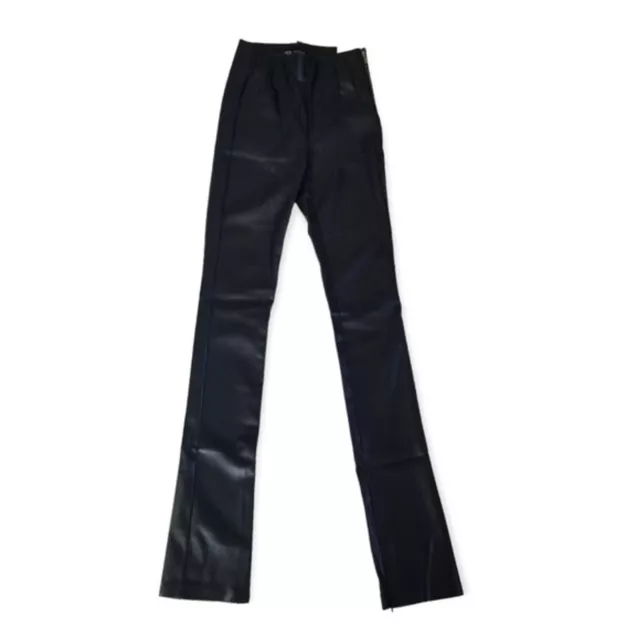 Zara Extra Long Faux Leather Leggings Pants size S Bloggers Favorite Zipper  Slit