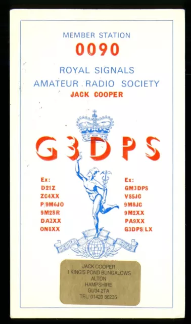 1 x QSL Card Radio UK RSARS 0090 G3DPS 1995 Alton Hampshire ≠ T794