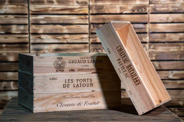 SCATOLA CASSA PER VINO IN LEGNO FRANCESE POCO PROFONDA - Negozio mercato ideale esposizione rustica