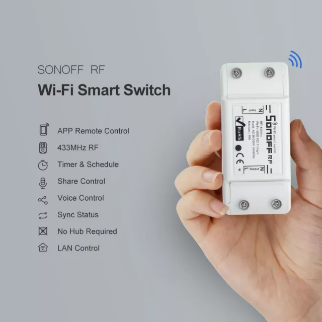 Sonoff RF WiFi Wireless Switch Modul+433 Wandschalter Licht Taster Fernbedienung 2