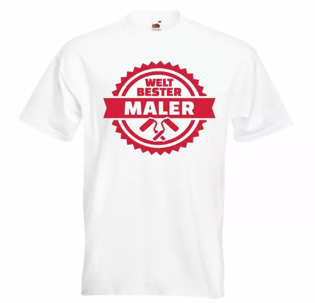 T-Shirt MALER - LACKIERER - MALERMEISTER - MALER BERUF - PINSEL in Weiß