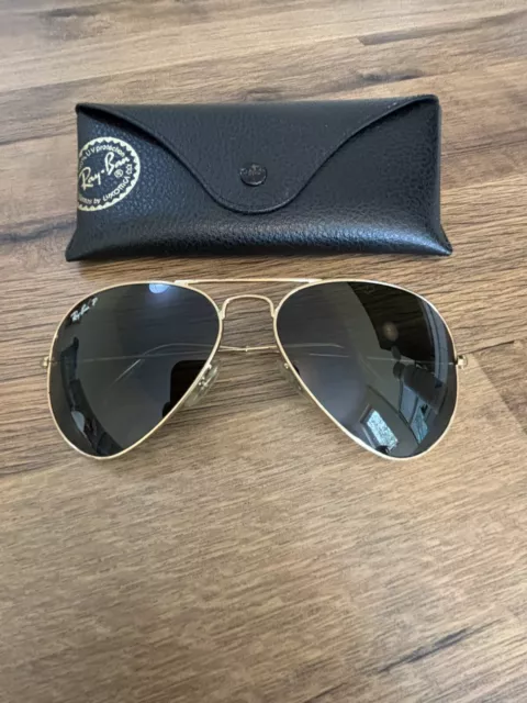 RAY-BAN AVIATOR LARGE METAL RB3025 / 58-14 - Polarised Green Lenses