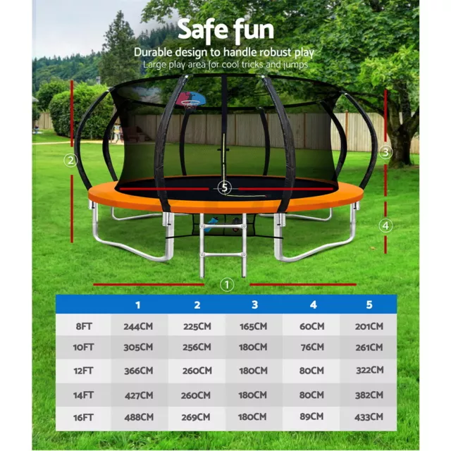 Everfit 8/10/12/14/16FT Trampoline Round Trampolines Basketball set Safety Net 3