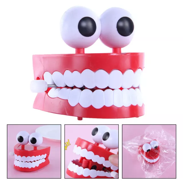 2 Pcs Big White Teeth Practical Joke Toy Funny Clockwork