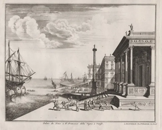 Venezia Veduta Venice Venise Palazzo Incisione Engraving Blaeu Mortier