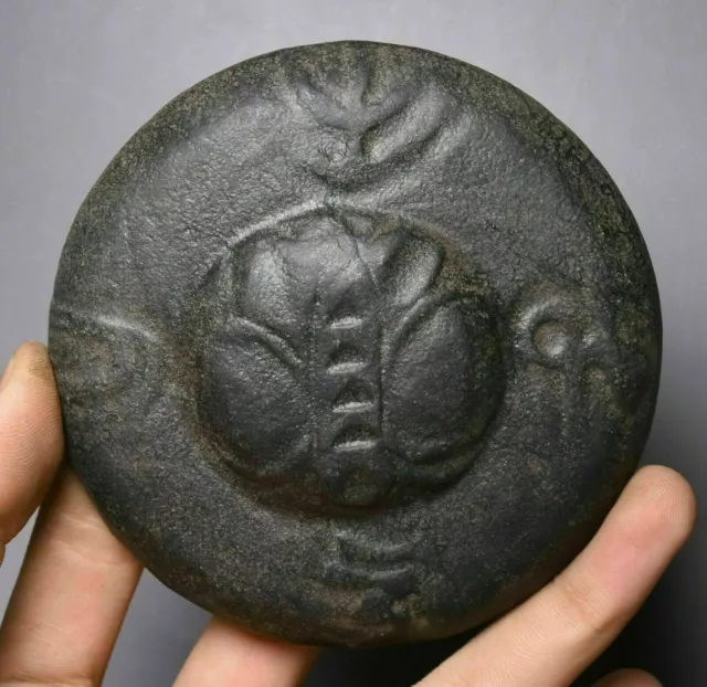 Hongshan Culture Old Jade Black magnet Carve Cicada Got it Animal UFO Statue
