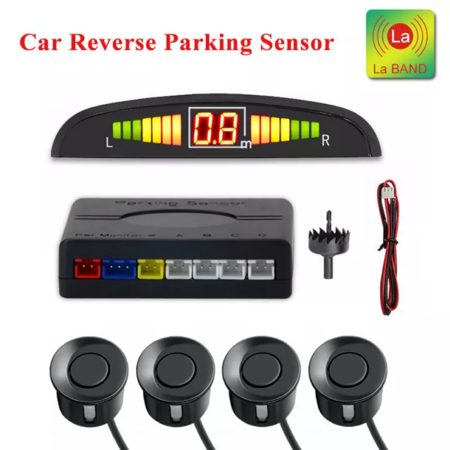 PDC 4x Parking Sensors Car Auto Reverse Backup Rear Radar LED Alert System Black