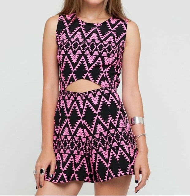 Motel Rocks Tribal Pink and Black Cut Out Romper