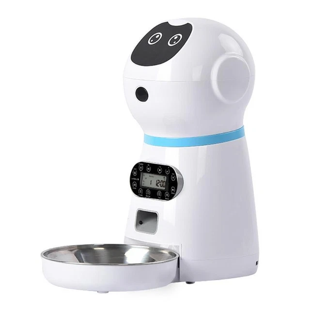 Cute Robot Shape Automatic for  Feeder with 10s Voice Recorder Keeping Food f