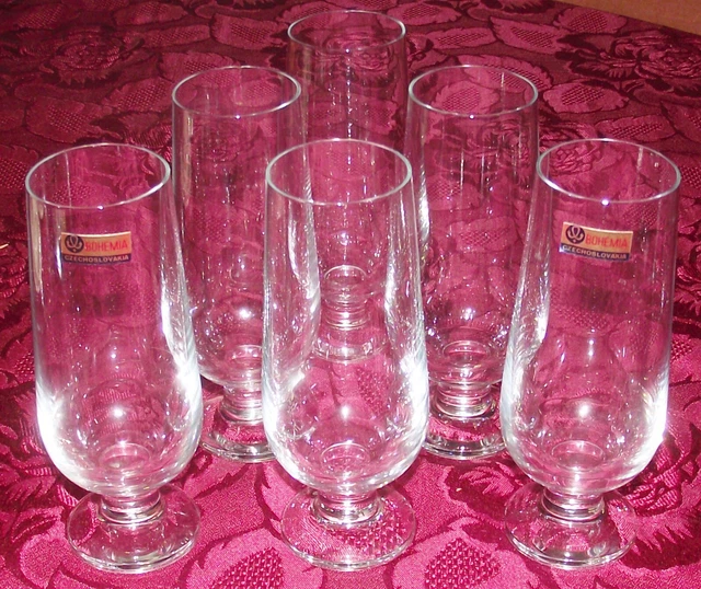 Ensemble De 6 Verres Sur Pied En Cristal De Boheme