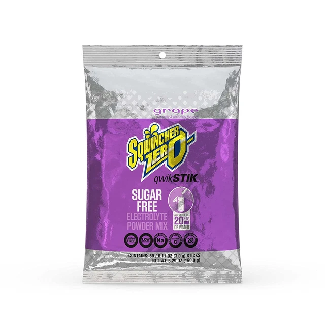 Sqwincher Zero Qwik Stik Sugar Free, Grape, .11 0Z (Pack of 50)