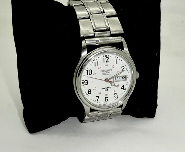 SEIKO 7N43 RAILROAD Approved Sports 50 Day/Date Stainless Steel  Wristwatch,Runs $ - PicClick