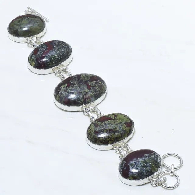 Dragon Blood Stone Gemstone Handmade Silver Jewelry Bracelet 7-8" BLG13577
