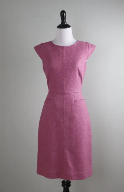 J.CREW $198 Pink Lined Wool Silk Mod Inspired Sheath Shift Dress Size 2