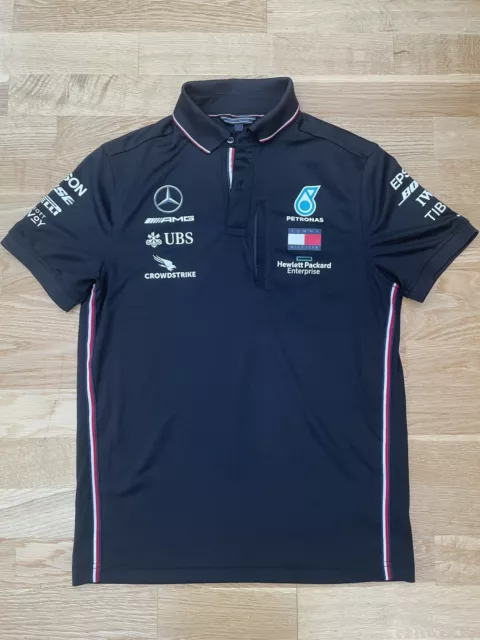 *RARA* Polo Shirt Mercedes F1 AMG Team Issue Formula Uno Uomo Small - Grande Con