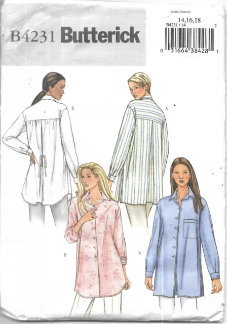 Butterick #4231 MISSES' LOOSE FITTING SHIRT Uncut Sewing Pattern 14, 16, 18