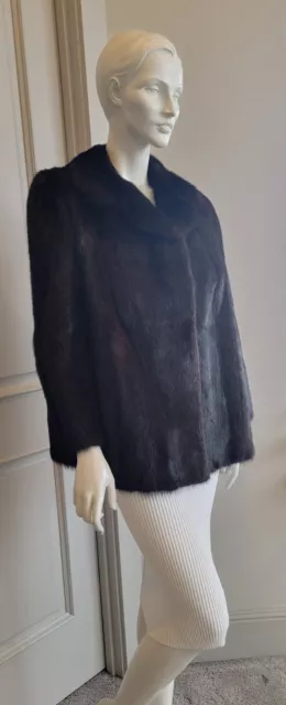 Beautiful Dark Brown Real Mink Fur Hip Length Coat Jacket sz M-L Germany