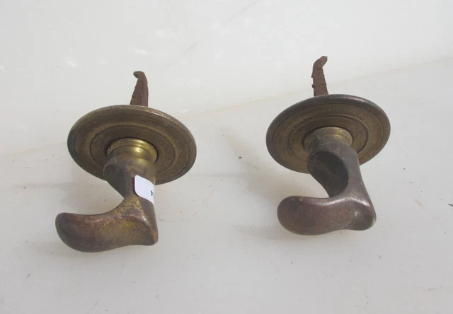 Victorian Brass Curtain Pole Holders Brackets Old Hangers Hooks Antique Vintage