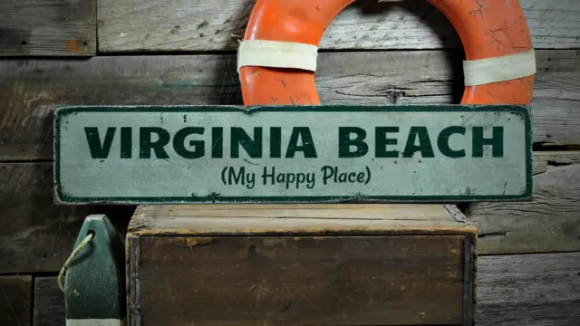 My Happy Place, Custom Beach, Ocean - Rustic Distressed Wood Sign