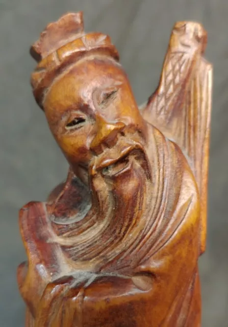 Old Vintage Hand Carved Asian Chinese Immortal Figure Statue Wood Carving China