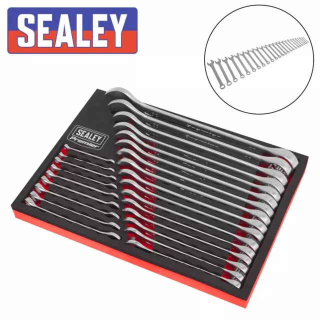 Sealey Premier Range 25 Pc Combination Spanner Set 6 - 32MM Foam Tray. Metric