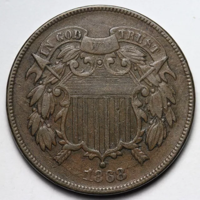 1868 Two Cent Piece CHOICE XF E545 JMU